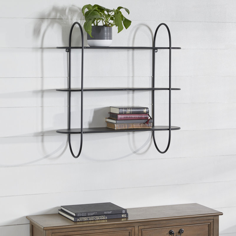 17 Stories Black Metal Oval 3Tier Wall Shelf, 27.5" X 28" Wayfair.ca